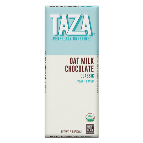 Taza Oat Milk Chocolate Bar, smooth creamy dairy free chocolate