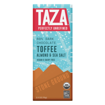 Taza Holiday Toffee Almond & Sea Salt dark chocolate bar